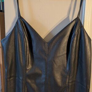 Express black leather mini dress